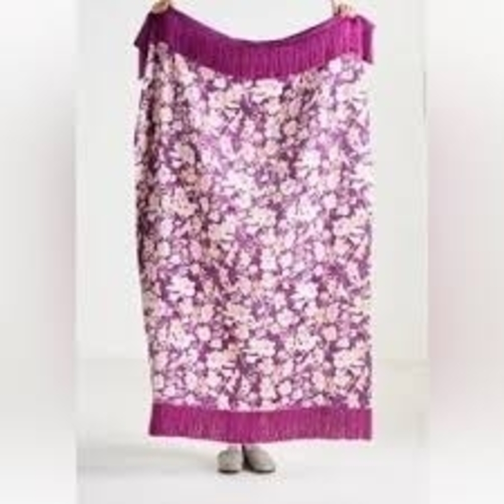 NEW Anthropologie Valentina Throw Blanket, Raspberry - Sold Out - SKU 93035566 - Picture 2 of 6